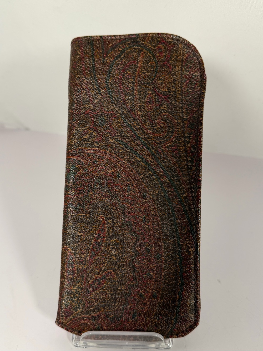 1198: ETRO Vintage Paisley Eyeglasses Sunglasses Case Leather Interior